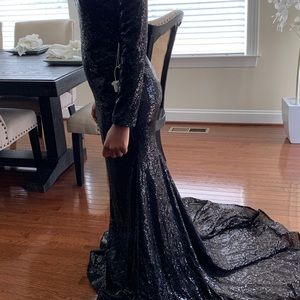 Black sequence evening gown